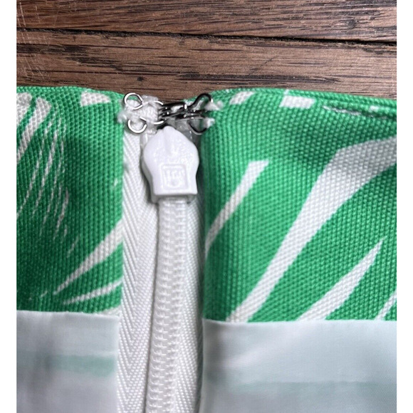 Talbots Cotton Stretch Skirt Above Knee Palm Green Tropical Vacation 12P Lined - Picture 9 of 12